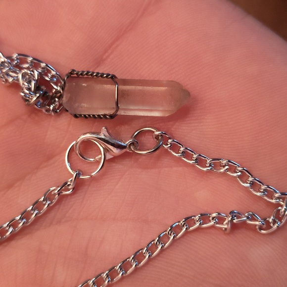 Wire Wrapped Quartz Crystal Necklace - Picture 2 of 4